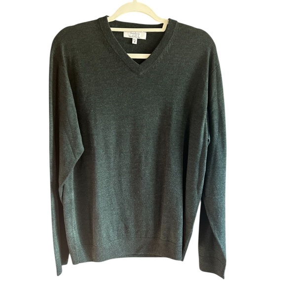 TURNBURY Extra Fine Merino Wool V-Neck Sweater Forest Green Men’s M - Picture 1 of 7